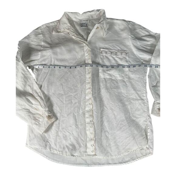 Vintage Courtenay 100% Linen Beach Light Weight Long Sleeve Size 10 Button Down - Picture 6 of 11